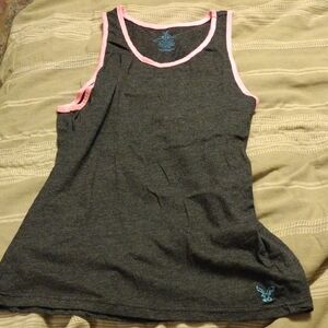American Eagle Outfitters Gray Tank Top with Pink Trim